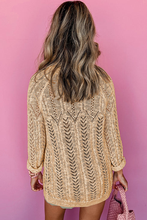Solid Open Knit Cardigan